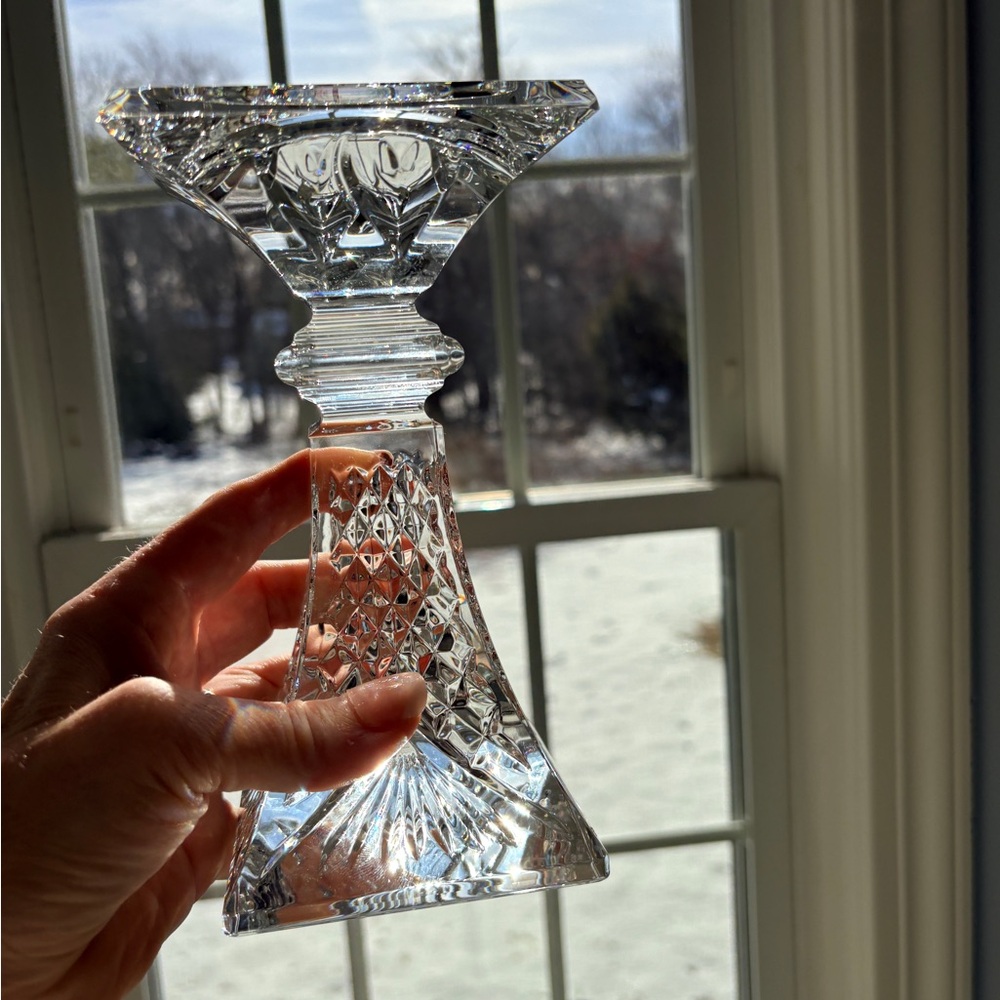 Signed Waterford Crystal Pedestal Candle Holder| Architectural Statement Decor - Picture 8 of 10